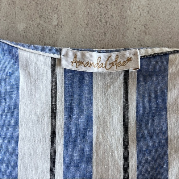 Italian Made Maxi Cotton Blend Dress Blue | White Stripes Size M - Picture 2 of 8